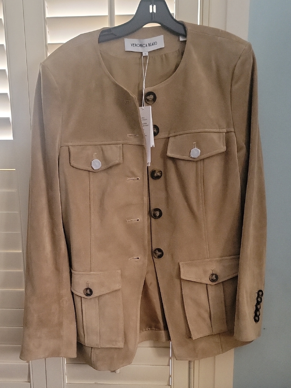 Veronica Beard Orrin Sued Jacket in Tan